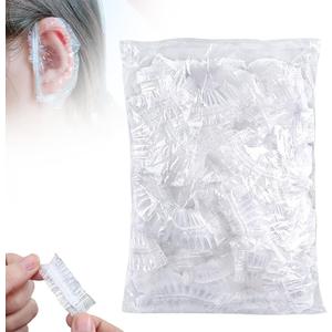 Ear Covers for Shower, 2024 New Shower Disposable Ear Covers, Ear Covers for Hair Dye, Water Proof Plastic Ear Covers, Earmuffs for Adults Hair Dye, Swimming, Showering (100PCS) (100PCS)