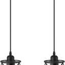 Glass Pendant Lights Kitchen Island 2 Pack, Black Mini Pendant Light with Clear Glass, Farmhouse Industrial Cage Hanging Lighting for Kitchen Sink Dining Room Bathroom, CH9176-1-2PK