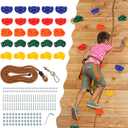 FRUITEAM 25 Rock Climbing Wall Holds for Kids Adults,Indoor and Outdoor Playground Rock Wall Climbing Kit,Knotted Climbing Rope,Colourful Climbing Rock Wall Grips for Kids