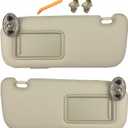 Pair of Left and Right Beige Sun Visors with Clips for Toyota Corolla 2009 2010 2011 2012 2013 with Vanity Mirror OEM Replace# 74320-02711-E0