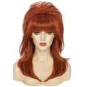 ANOGOL Hair Cap+Peg Bundy Wig Women Auburn Beehive Wig Married Housewife Wigs 50s 60s 1950s 1960s Bouffant Vintage Wigs Red Housewife Fembot Costume for Cosplay Costume Halloween Party