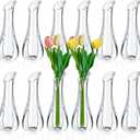Mumufy 12 Pcs Acrylic Glass Bud Vases for Centerpiece Christmas Clear Plastic Bud Vase Crystal Acrylic Vase Small Break Resistant Flower Vase for Rose Home Decoration (Classic, 2.17 x 5.91 Inch)