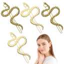 4pcs Snake Hair Clip Vintage Decorative Metal Hair Pins for Women and Girls (Golden, Ancient Gold)