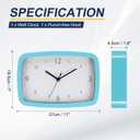 PATIKIL 11 Inch Rectangle Wall Clock, Silent Non-Ticking Modern Wall Clocks Quartz Battery Operated Decorative for Office, Bedroom, Living Room, Library, Blue