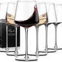 Physkoa Glasses Set 6-18oz-LeadFree Glass with Long Stem,Clear Stemmed GlassesHandBlown Glassware Crystal Gifts for Women Birthday Wedding