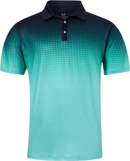 uideazone Men's Golf Shirt Dry Fit Athletic Polo Shirts Moisture Wicking Performance 3D Print Short Sleeve (Small)