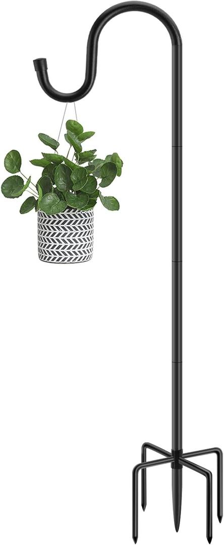 Shepherds Hooks for Outdoor, 48 Inches Garden Bird Feeder Pole for Hanging Bird Feeder, Plant Baskets, Solar Light Lanterns, Outdoor Plant Hanger Hook with 5 Base Prongs,1 Packs