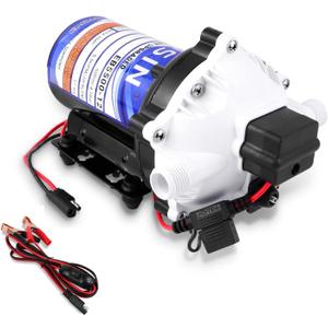 12V Pump, 5.5GPM Diaphragm Water Pump, 60Psi 1/2MNPT Connection,Self Priming Up to 10 Feet .Ideal for Sprayer and Pressure Washing (White)