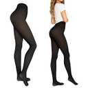 Pocleanyo Black Fleece Lined Tights Women, Sheer Warm Pantyhose Fake Translucent Leggings, Winter Thermal Thick Tights for Women Small Size