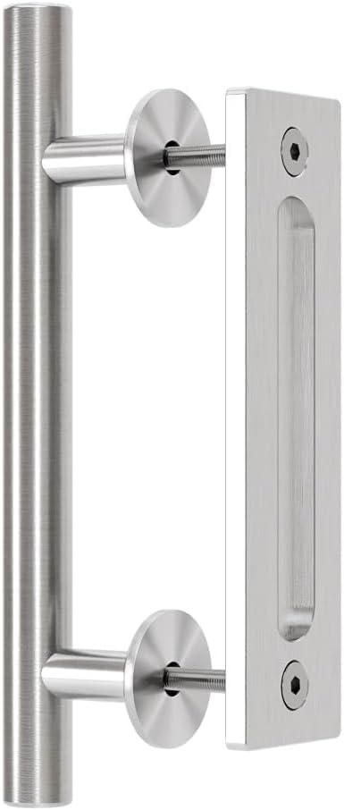 12''/30CM Sliding Barn Door Handle Double Sided Pull and Flush Barn Door Embedded Invisible Stainless Steel