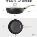 CAROTE 10Inch Nonstick Deep Frying Pan with Lid, 4.5 Qt Jumbo Cooker Saute Pan with Pour Spout, Skillet Induction Cookware, Non Stick Cooking Pan PFOA Free, Classic Granite