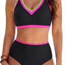 BMJL High Waisted Bikini Sets for Women Sporty Two Piece Tummy Control Swimsuits Beach Swim Suit 2025 (S)