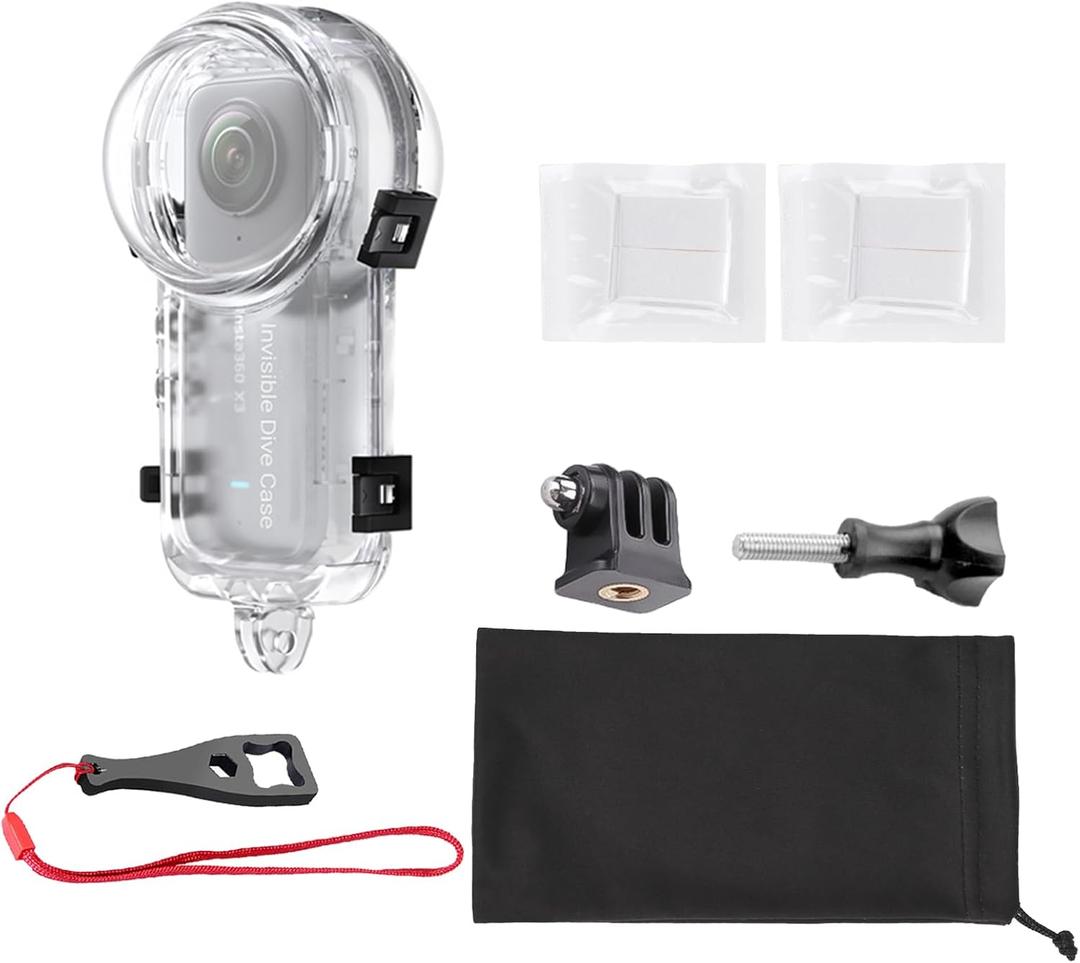 Insta 360 X4 Invisible Dive Case, Splash Prevention Housing Waterproof Up to 50m (164ft) Underwater Dive Protective Shell for Insta360 X4 with Bracket Accessories