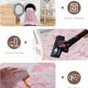 6x9 Machine Washable Bedroom Area Rugs for Living Room Low Pile Vintage Rug, Non-Slip Non-Shed Floral Print Floor Carpet for Dining Room Home Decor (Pink,6x9ft)