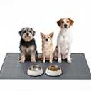 Large Dog Mats for Food and Water, 40"x30" Waterproof Pet Food Mats for Floor Nonslip Silicone Bowl Mats with Raised Edges (Gray)