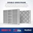 BNX TruFilter 16x20x4 (15.5 x 19.5 x 3.63 Slim Fit) MERV 13 Air Filter (2-Pack) - MADE IN USA - Air Conditioner HVAC AC Furnace Filters Health, Allergies, Mold, Bacteria, Smoke, MPR 1900 FPR 10