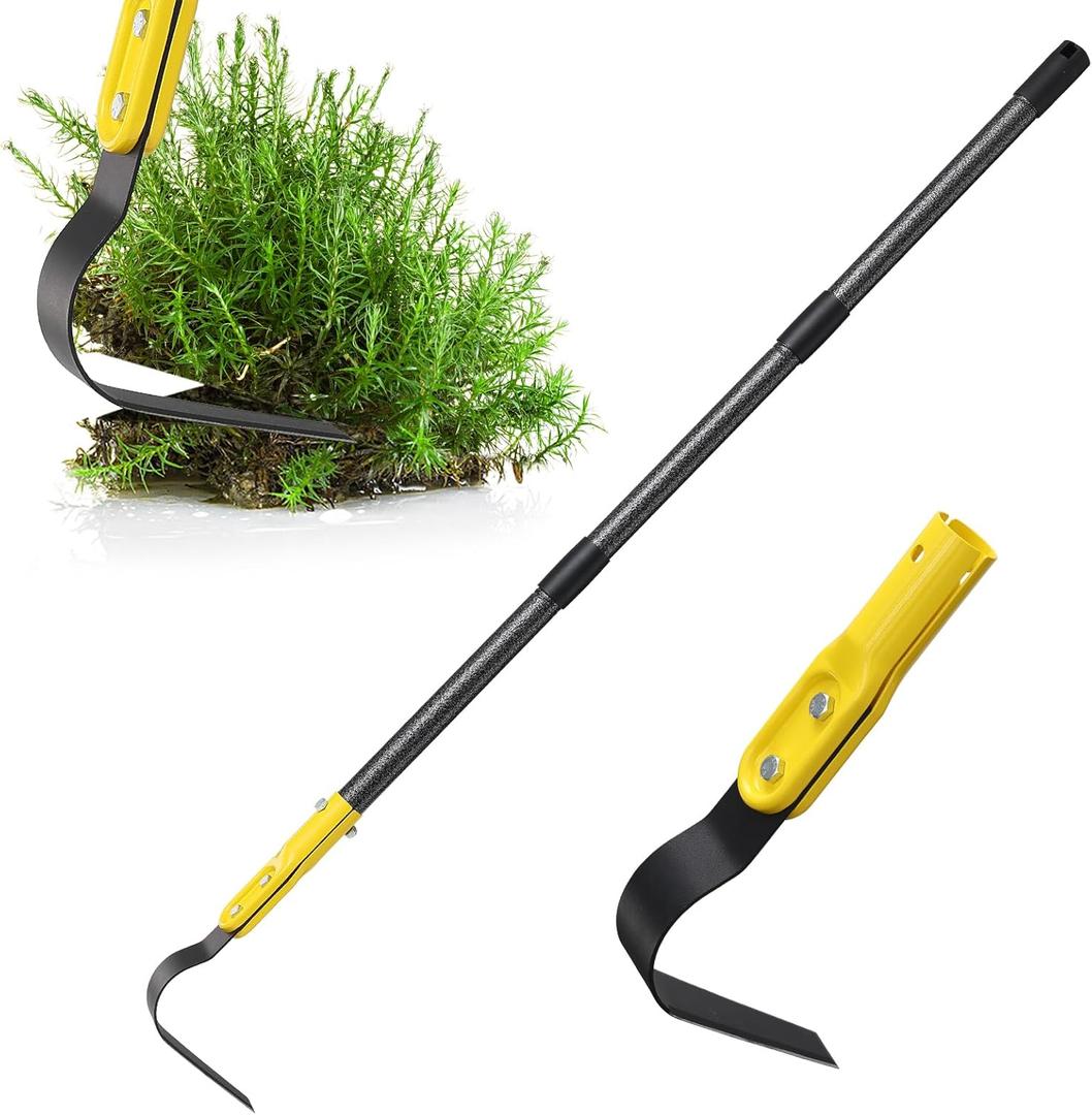Garden Hoe Tool, 63 Inch L Shaped Hoe Garden Tools with Adjustable Long Handle for Weeding, Loosening Soil, Trenching, Heavy Duty Crack Crevice Weeding Hoe Hand Garden Tools for for Gardening Planting