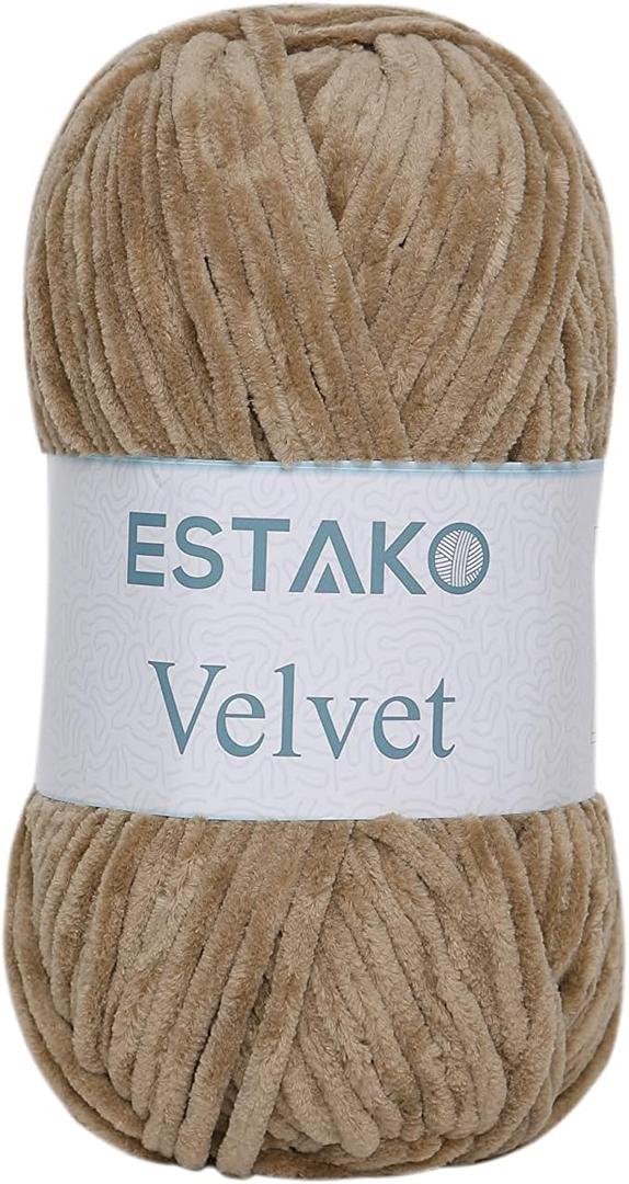 Estako Velvet Chenille Blanket amigurumi Yarn for Crocheting and Knitting Super Bulky 100 gr (132 yds) (1430 - Camel) (Pack of One)