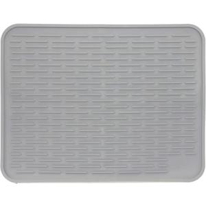 Large Silicone Dish Drying Mat for Kitchen Counter or Under Sink, 16" x 12" Large, Waterproof Pet Feeding Mat, Water Bowls, Under Drying Racks for Dishes, Coffee Bars, Bar Mats (Slate Grey)