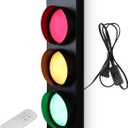 YVYKFZD Traffic Light Wall Lamp, LED Traffic Stop Light with Remote Control, Fun Room Decor Traffic Signal Light, Red Yellow Green Wall Lamp for Kids Bedroom