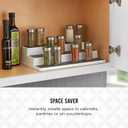 Copco Non-Skid 3-Tier Spice Rack Organizer for Cabinet - 10 Inch Kitchen Pantry Organizer with Raised Rims, White and Gray Step Shelf for Spices, Cans, Jars - Easy Clean Storage Solution