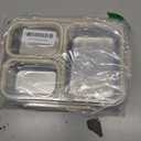 Stainless Steel Bento Box, 3 Compartments Leakproof Stainless Steel Snack Containers, 25 oz Premium 304 Metal Lunch Box for Adults, BPA-Free, Dishwasher Safe (Beige)