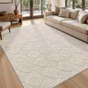 5x7 Beige Washable Area Rug for Living Room
