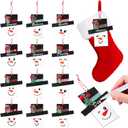 12 pcs Christmas Stocking Name Tags Personalized Snowman Wooden Christmas Stocking Name Tags Gift Signs for Presents Rustic Tree Hanging Ornaments