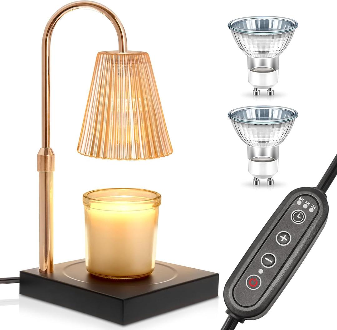 DORESshop Candle Warmer Lamp, Electric Candle Lamp Warmer with Timer(2H/4H/8H), Adjustable Height & Heat with 2 Bulbs, Ideal Gifts.