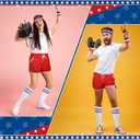 6 Pcs 80s Costume for Men 90s Workout Outfit Set Shorts Striped Sweatbands Headband Socks for Women Party Cosplay
