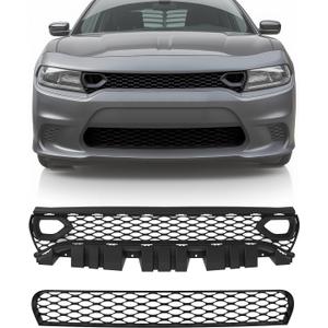 Front Upper Lower Grille Kit Compatible with 2015-2023 Dodge Charger SRT Scat Pack Daytona, Replacement for 68417502AA, 68394592AA, 68417505AB