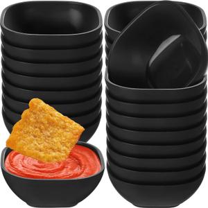 Tioncy 24 Pack 4.5 oz Small Wheat Straw Dipping Bowls Unbreakable Dessert Bowls Soy Sauce Dishes 3.7 x 3.7 x 1.5 Mini Prep Saucer Dipping Saucers for Side Dish Ketchup Soy Dessert Snack(Black)
