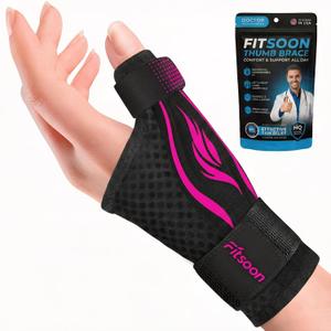 Professional-Grade Thumb Support Brace Breathable Thumb Spica Splint Stabilizer for Trigger Finger, De Quervain's Tenosynovitis, Arthritis, Sprains, Day and Night Pain Relief (PinkBlack, S/M)