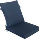 20"x42" Outdoor Dining Chair Cushion, Set of 1,Water-Proof Stain-Resistant, UV-Resistant 1000+ Hrs, 30D Foam with Recycled Fiber Fill,YKK Zippers,Navy-TPU