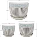 Ton Sin Grey Flower Pots, Texture Planter for Indoor Plants Set of 3 Ceramic Flower Pots with Saucer, Cute Garden Pots Succulent Pots, 6.75/5.6/4.2 Inch, Indoor Outdoor Home Garden Decor