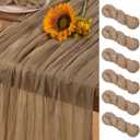 Nude Cheesecloth Table Runner 6 Pack Spring Easter Table Runners Boho Gauze 120 Inches Coffee Cheese Cloth Table Decor for Wedding Bridal Baby Shower Parties