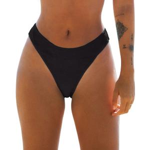 CUPSHE Women's Bikini Bottom High Cut Mid Waist Cheeky Bathing Suit (Black, XS)