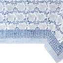 ATOSII Santorini 100% Cotton Fall Tablecloth, Handblock Print Blue Rectangle Table Cloth for Kitchen I Dining Table Linen I Parties Wedding Christmas Thanksgiving I Fall Decor 60 X 108 Inches (108" x 60" (Rectangular))