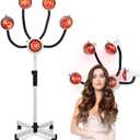 750W 5 Head Infrared Heat Lamp Red Light Portable Floor Hair Dryer Stand Up Color Processor Styling Perming Dryer Accelerator 110Vwith Metal Lampshade