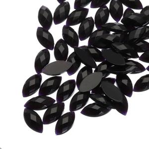 MECCANIXITY 50Pcs Acrylic Horse Eye Gems 7x15mm Flat Back Artificial Rhinestones for DIY Crafts Bead Wedding Party Face Painting Jewelry Making Black