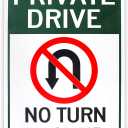 Large Private Drive, No Turn Around Sign, 18"x 12" .04" Aluminum Reflective Sign Rust Free Aluminum-UV Protected and Weatherproof