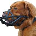 BARKLESS Dog Muzzle, Soft Basket Muzzle for Medium Large Sized Dog Labrador Golden German Shepherd Australian Shepherds, Mouth Guard for Biting Chewing Scavenging, Allow Drinking and Eating(Black, S) (S(Snout 6.75-8.25"))