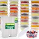 Freshware Food Storage Containers [50 Set] 8 oz Plastic Deli Containers with Lids, Slime, Soup, Meal Prep Containers | BPA Free | Stackable | Leakproof | Microwave/Dishwasher/Freezer Safe