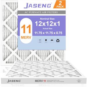 12x12x1 Furnace Air Filters 2 Pack, MERV 11 MPR 1000 & FPR 7 Filtering, HVAC Air Filter Replacement (exact dimensions: 11 3/4"x 11 3/4"x3/4")