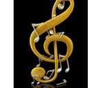 Music Note Treble Clef Canvas Wall Art Golden Music Studio Room Wall Decor, 24"L x 16"W