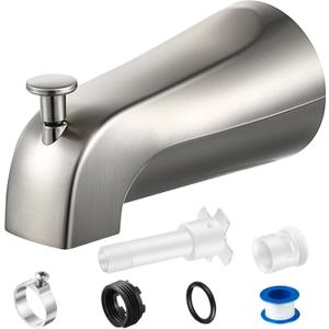 Enhon Tub Spout, Universal Fits 1/2'' Copper Pipe, 1/2'' IPS and 3/4'' IPS, Bathroom Bathtub Tub Faucet Replacement with Adapters(with Diverter,Brushed Nickel)