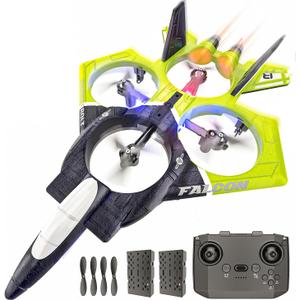 BEZGAR RC Airplane, 2.4GHZ 6-axis Gyro Remote Control Airplane, Gesture Remote Control Plane, 360° Flip Fighter Jet Toy, Toys for Ages 8-13 with Colorful LED Navigation Lights Green