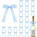 Riceshoot 24 Pcs Satin Ribbon Twist Tie Bows 5x7'' Large Decorating Ribbon Gift Bows Christmas for Gift Wrapping Champagne Bottle Cake Treat Bag Wedding Birthday Party Decoration(Baby Blue)