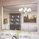 ISKM Large Sliver Metal Framed Bathroom Mirror for Wall, 60 x 40 Inch Large Vanity Mirror Wall Mounted Farmhouse Decorative for Living Room Entryway (Horizontal/Vertical)