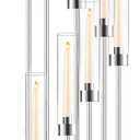 Floor Candelabra Wedding Centerpiece, 45.3'' Tall Floor Candle Holder Set, 8-arm Silver Metal Candlestick Holders with Acrylic Shades, LED Taper Candle Holder Stand for Party Wedding Home Decor